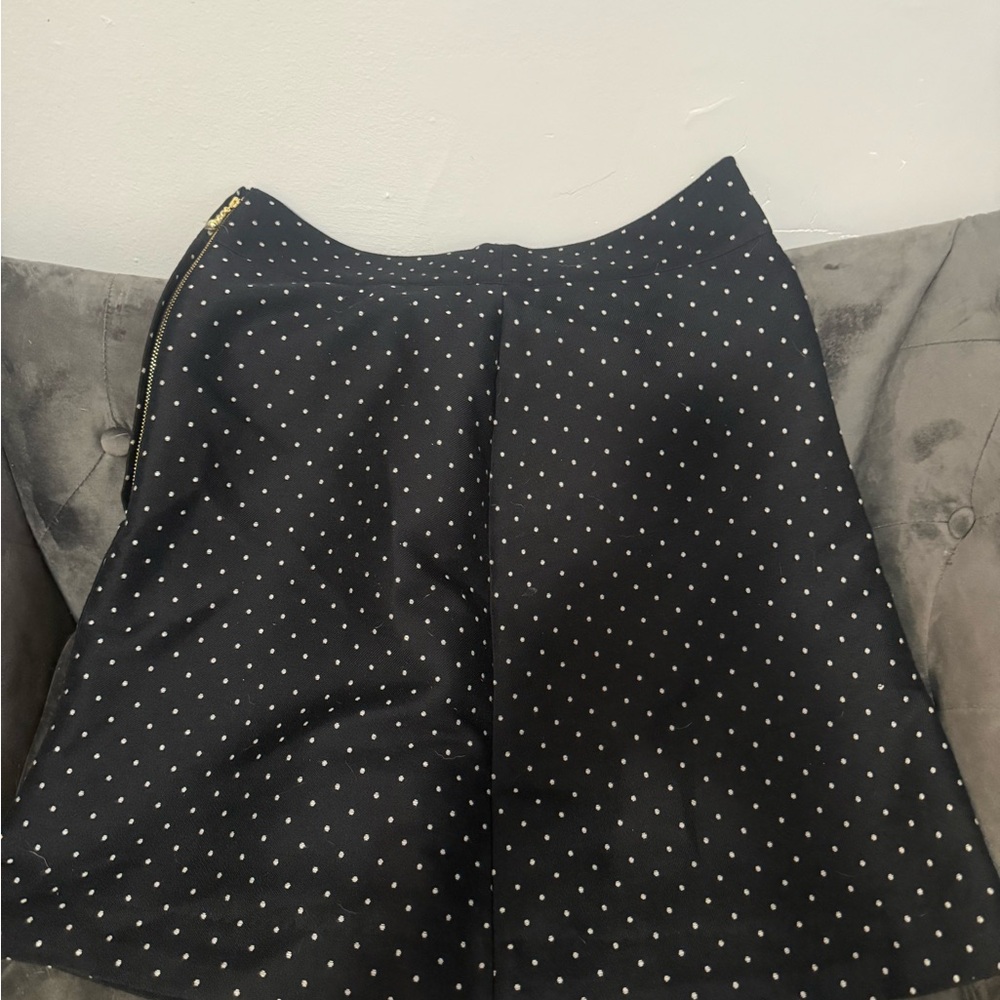 Kate Spade Black Skirt with White Polka Dots size 4 lace edging inside